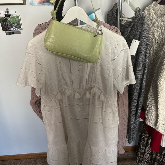 Zara Women’s White Eyelet Cotton Dress Medium - Picture 3 of 3